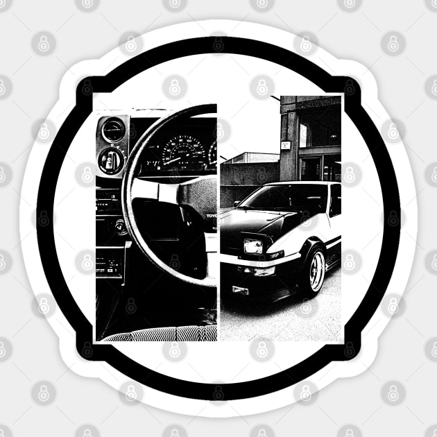 TOYOTA COROLLA AE86 TRUENO Black 'N White 5 (Black Version) Sticker by Cero